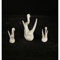 Antique glass ornament, swans, h: 5,5 - 3 cm. (3x)