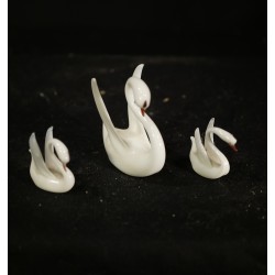 Antique glass ornament, swans, h: 5,5 - 3 cm. (3x)