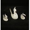Antique glass ornament, swans, h: 5,5 - 3 cm. (3x)