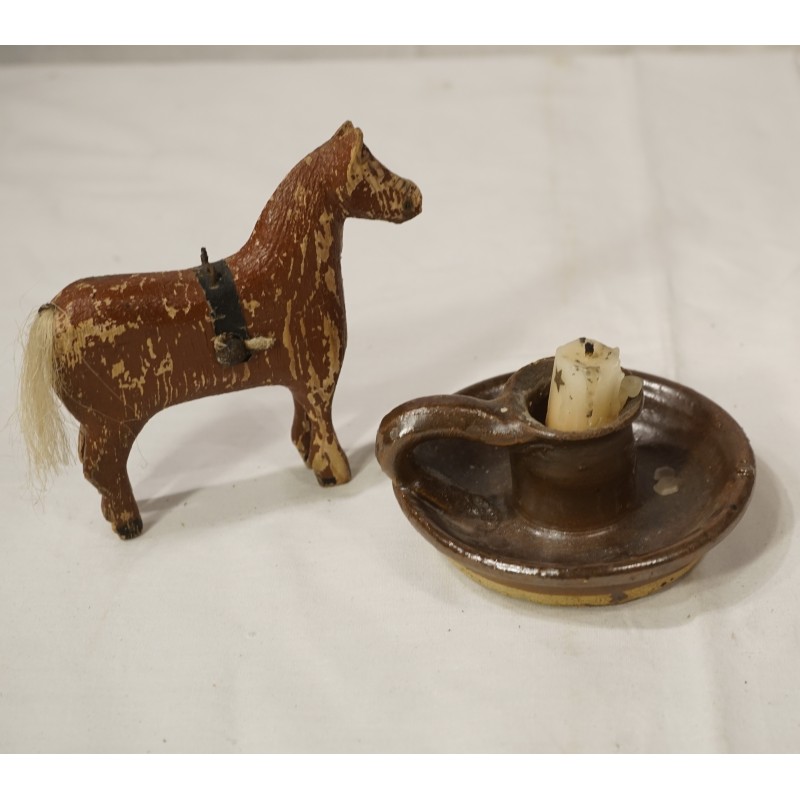 Old pottery, candlestick, size: 5 x 11 cm.