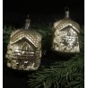 Antique glass ornament, houses, art nouveau, h: 8 cm.