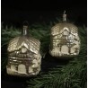 Antique glass ornament, houses, art nouveau, h: 8 cm.