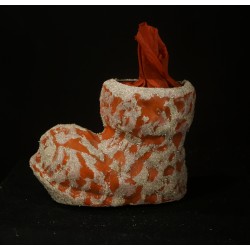 Old candycontainer, papermache, boot, size: 13 x 19 cm.