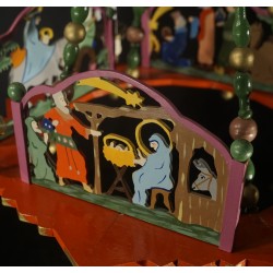 Antique advent "chandelier", Erzgebirge, with 4 crib scenes, size: 60 x 45 cm.