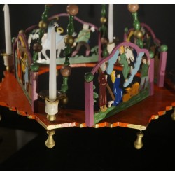 Antique advent "chandelier", Erzgebirge, with 4 crib scenes, size: 60 x 45 cm.
