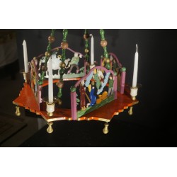 Antique advent "chandelier", Erzgebirge, with 4 crib scenes, size: 60 x 45 cm.
