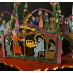 Antique advent "chandelier", Erzgebirge, with 4 crib scenes, size: 60 x 45 cm.