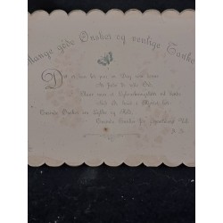 Antique greetings card, horseshoe and flowers, size: 9 x 14 cm.