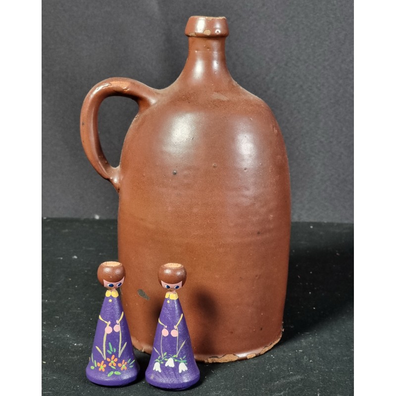 Old pottery, brandy can, h: 26,5 cm.