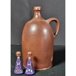 Old pottery, brandy can, h: 26,5 cm.