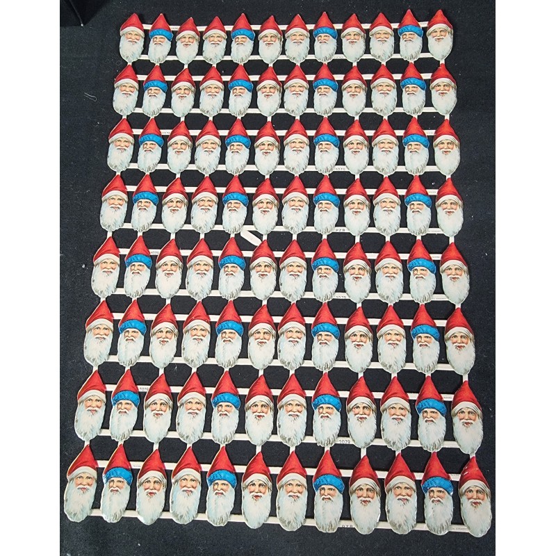 Gamle tyske glansbilleder, helark, julemænd, mål: 34 x 24 cm.