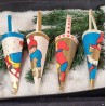 4 old candycontainers with elves, h: 21 cm.