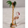 Gammelt glaspynt, Lauscha, Flamingo og palme, h: 14 cm.