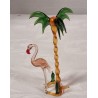 Gammelt glaspynt, Lauscha, Flamingo og palme, h: 14 cm.