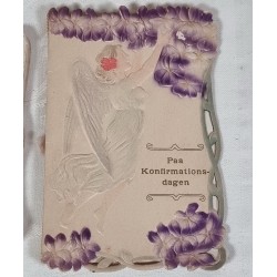 2 antikke konfirmantionskort, mål: 17x11/14x9 cm. (2stk)