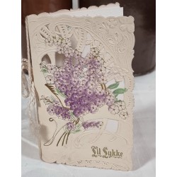 2 ANTIKKE BRYLLUPSKORT, MÅL: 17X10/16X10 CM. (2STK)