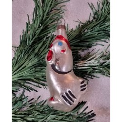 Old glass ornament, cock, h: 8,5 cm.