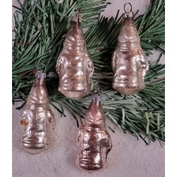 Antique Christmas ornaments, Santas, silver, h: 6,5 cm (4x).