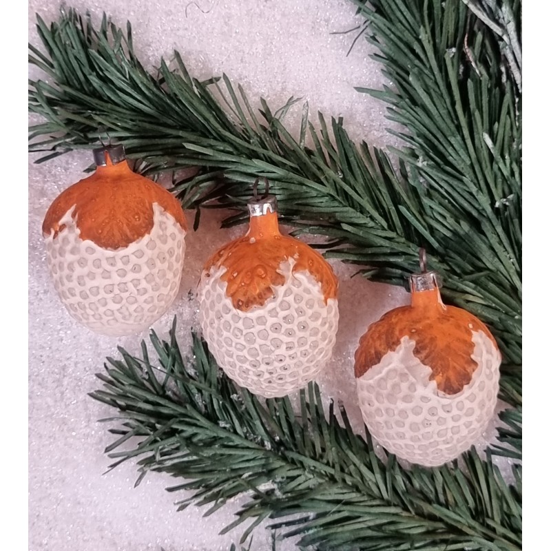 Antique glass ornament, strawberry, art nouveau, h: 5,5 cm.