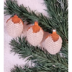 Antique glass ornament, strawberry, art nouveau, h: 5,5 cm.