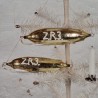 Antikt glaspynt, Zeppelin, Los Angeles, lys gylden, mål: 14 x 4 cm. (bogeks.)