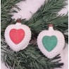 Old glass ornament, heart on heart, h: 5,5 cm.