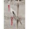 ANTIKT GLASPYNT, LAUSCHA, STORK, H: 17 CM.