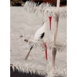 ANTIKT GLASPYNT, LAUSCHA, STORK, H: 17 CM.