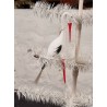 ANTIKT GLASPYNT, LAUSCHA, STORK, H: 17 CM.