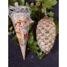 Tall, antique pine cone with snow, h: 12 cm.