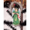 Antique tinsel ornament with angel, h: 16 cm.