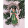 Antique tinsel ornament with angel, h: 16 cm.