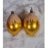 Old glass ornament, drops with snow, h: 8 - 9 cm. (2x)
