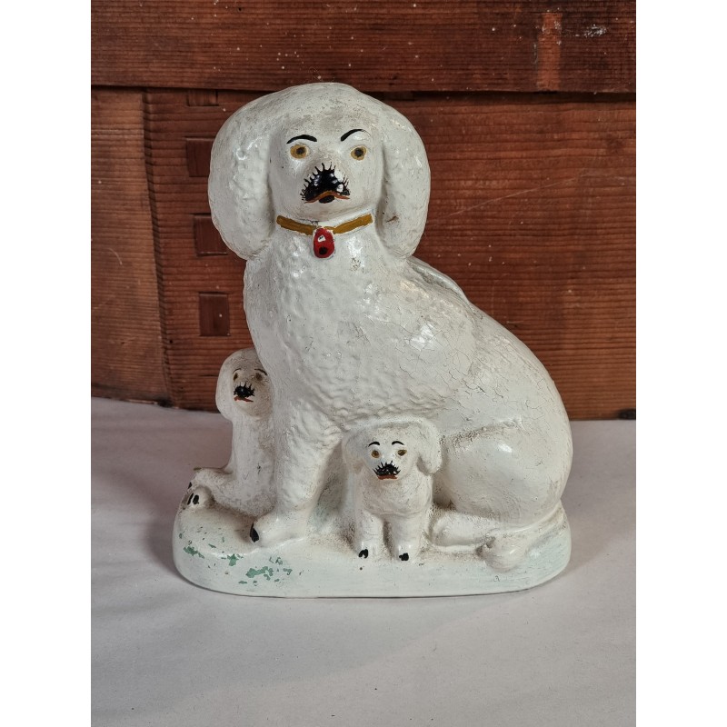 Antik sparebøsse, hunde, bemalet gips, mål: 18 x 15 cm.