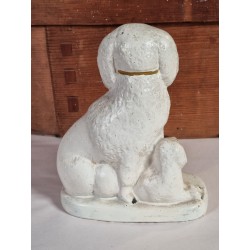 Antik sparebøsse, hunde, bemalet gips, mål: 18 x 15 cm.