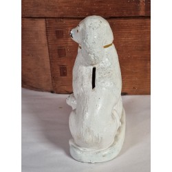 Antik sparebøsse, hunde, bemalet gips, mål: 18 x 15 cm.