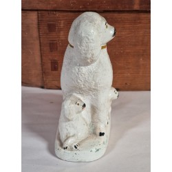 Antik sparebøsse, hunde, bemalet gips, mål: 18 x 15 cm.