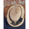 Antique bentwood box with a straw hat, size: 35 X 19,5 X 11, 5 CM (box)