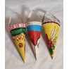Old paper ornaments, 3 candycontainere, h: 18 (incl. hanger)