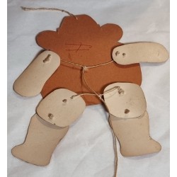 Gammel sprællemand, bamse, h: 16,5 cm.