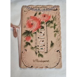 Antikt bryllupskort, h: 14 cm.