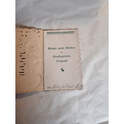 Antikt bryllupskort, h: 14 cm.