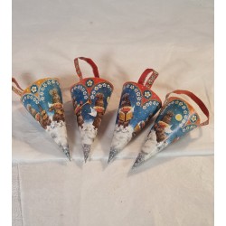 4 old candycontainers, paper, h: 18 cm (incl. hanger)