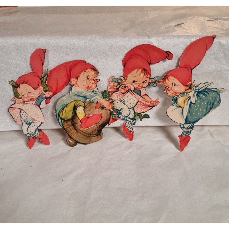 4 old Christel gnomes/elves, h: 16,5 cm (the highest)