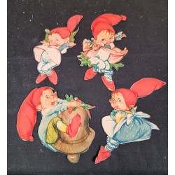 4 old Christel gnomes/elves, h: 16,5 cm (the highest)