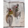 Antique glass ornaments, pine cone with wire, leaf and mushroom, h: 9 cm.