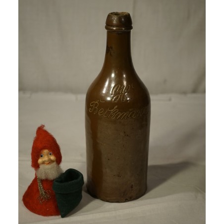 Old pottery, bottle with name, h: 26,5 cm.