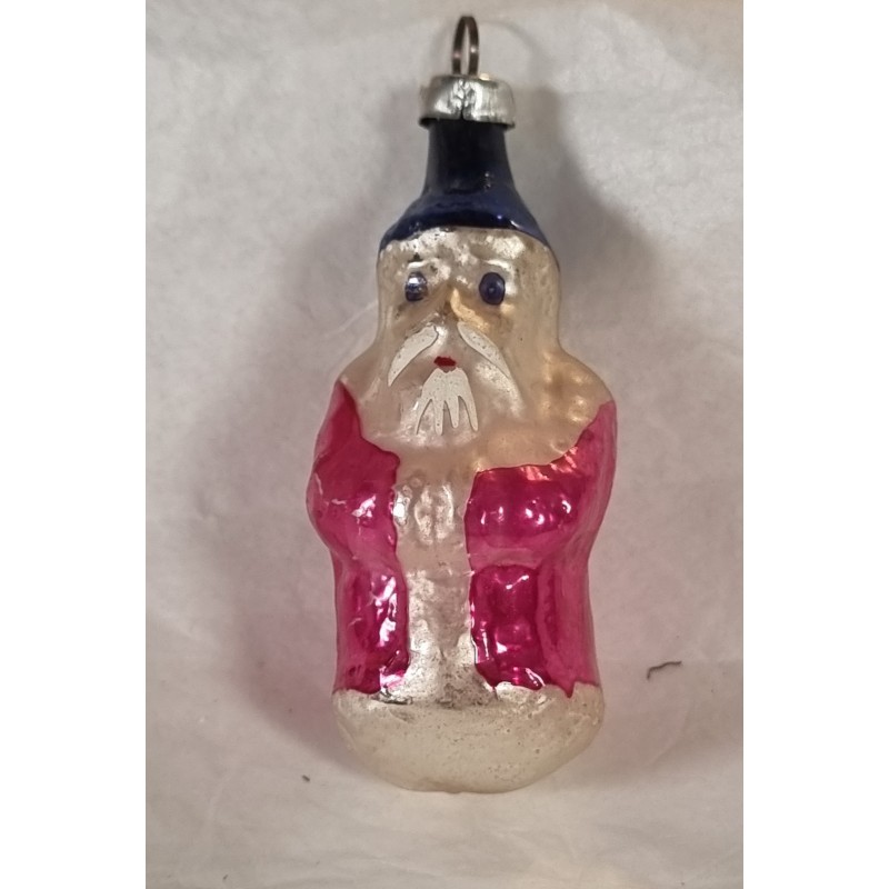 Old glass ornament, Santa in pink, h: 7 cm.
