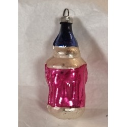 Gammelt glaspynt, julemand i pink, h:  7 cm.