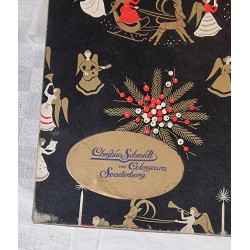 2 old gift boxes in black and gold with angels, size: 40 x 25 x 5 cm.